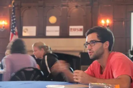 Student talking in Georgetown University Youth Forum